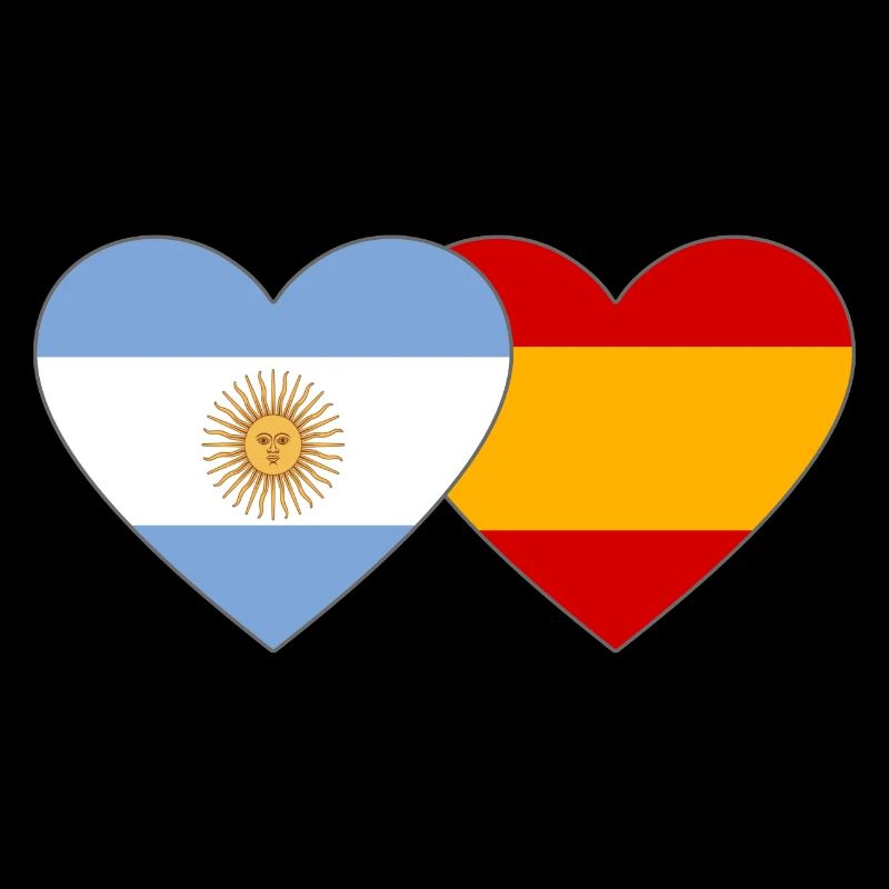 Argentina Spain Flag Heart