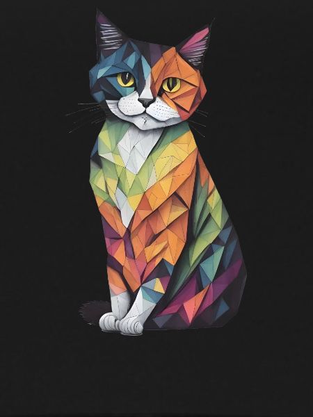 Watercoloured Geometric Cat
