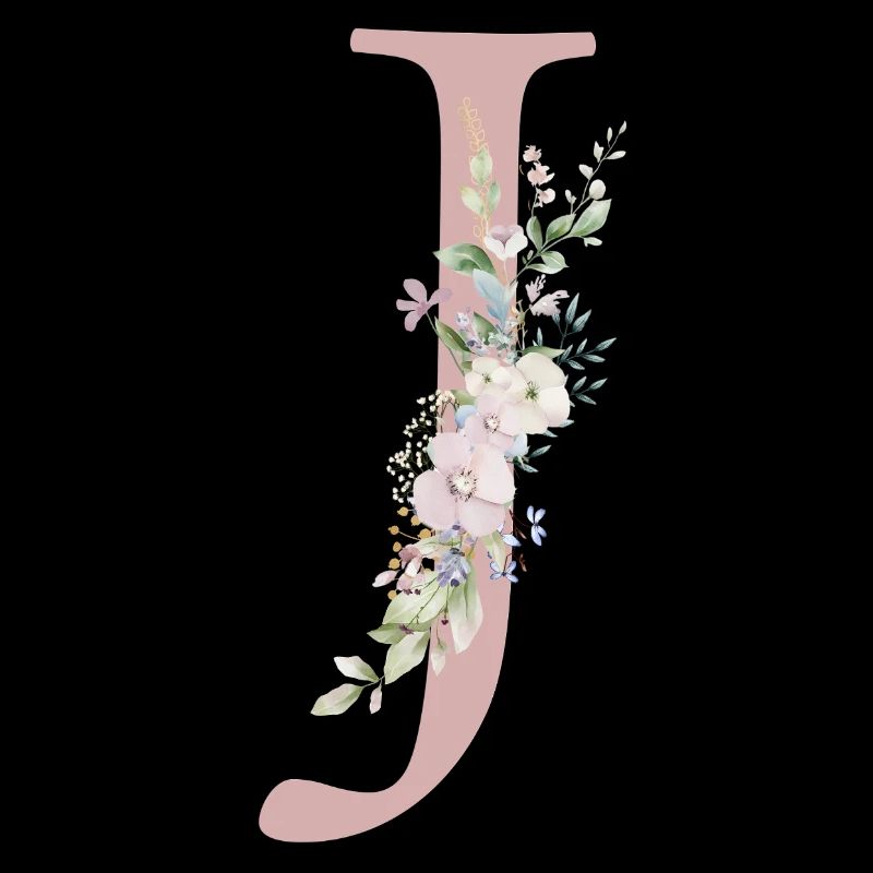J Monogram, Floral, Personalizable