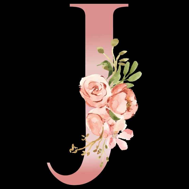 Monogramme J florale aquarelle