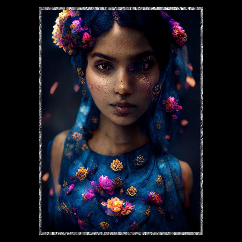 Wunderschönes farbenfrohes Blumenmädchen