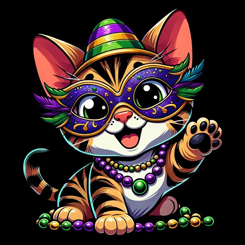 Mardi Gras Bengal Cat, Comic Look