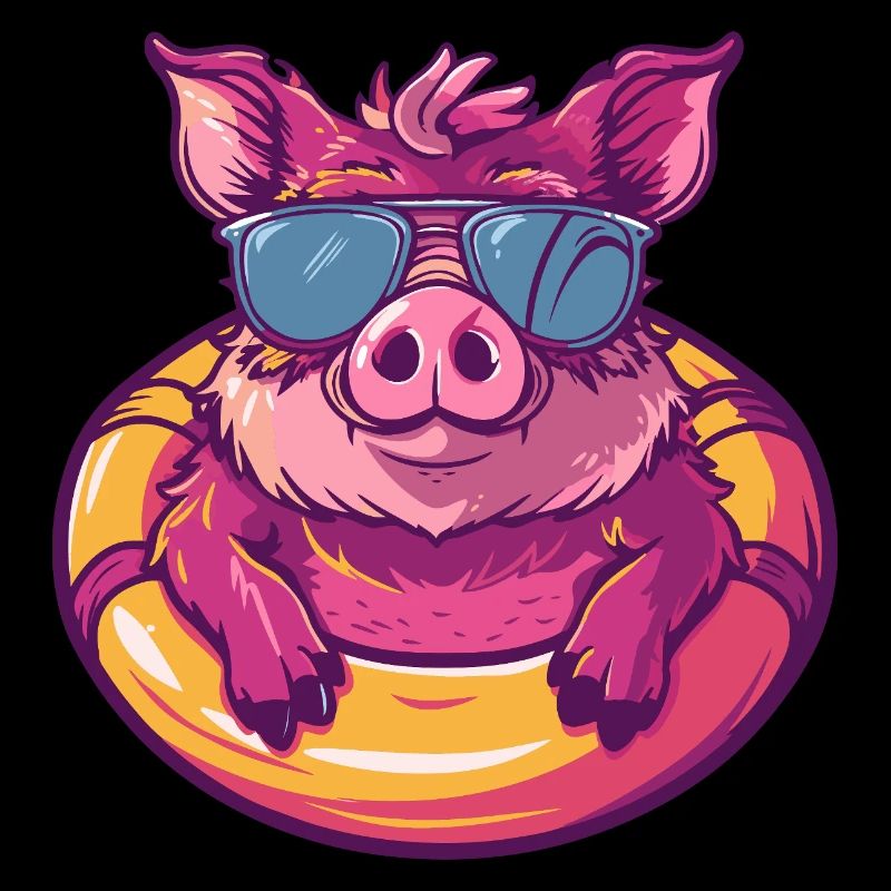 Pig Comic Cool Boar