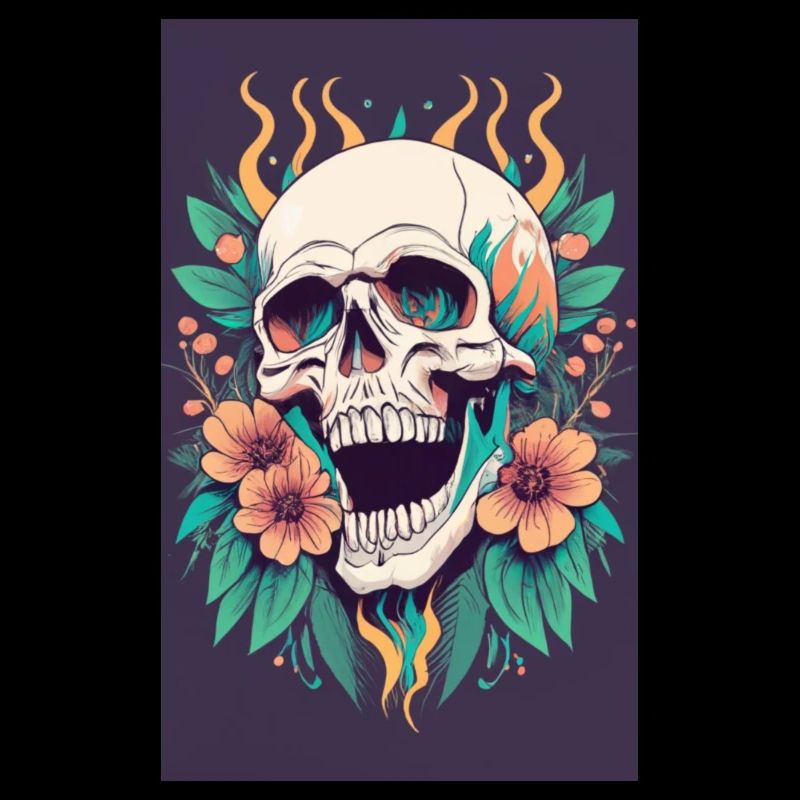 Skull and flowers
