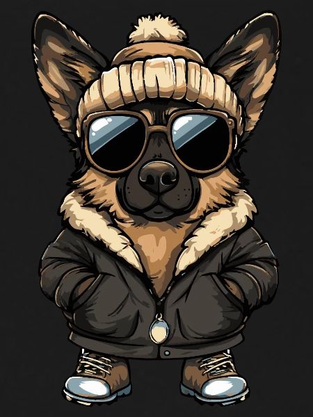 German Shepherd Winter Comic