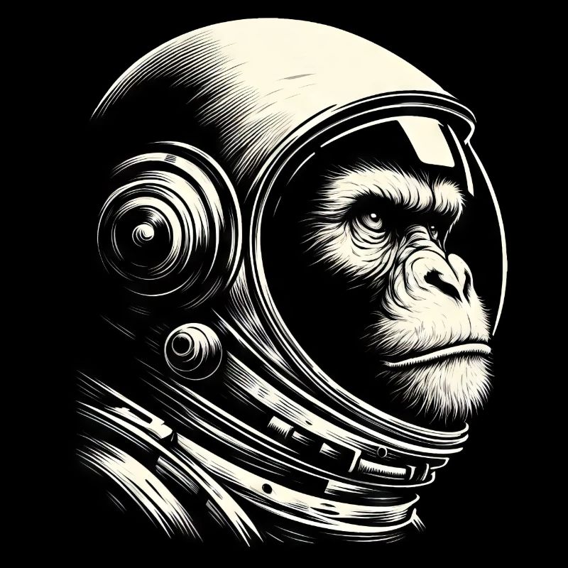 Chimpanzee, Astronaut, Thoughtful, Cosmos