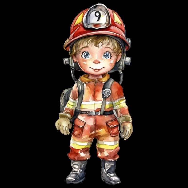 Firefighter Watercolors Drawing