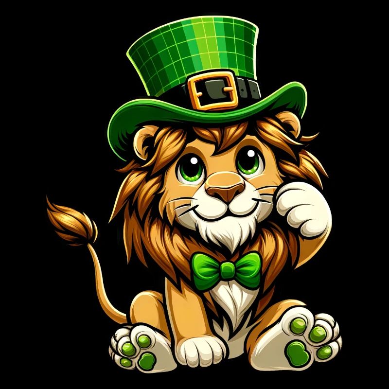 Dessin animé mignon de la Saint-Patrick de Lion