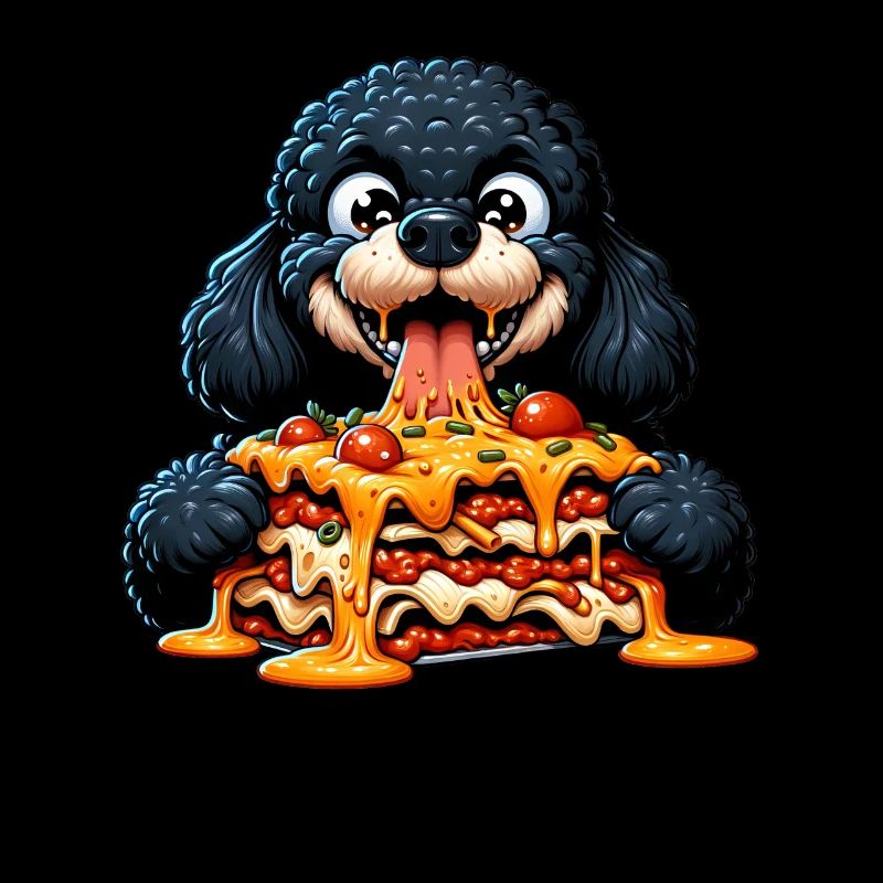 Le caniche noir aime la bande dessinée Lasagne