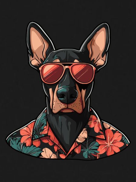 Doberman Dog Comic Vacation