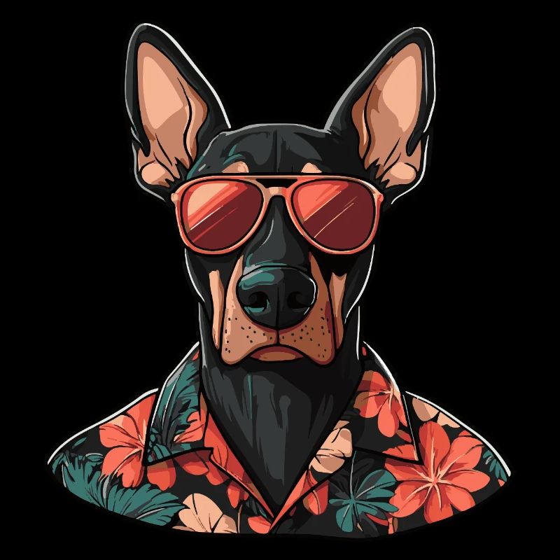 Dobermann Hund Comic Urlaub