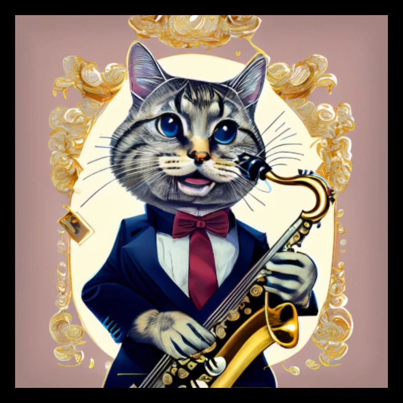 Katzensaxophonist im Frack