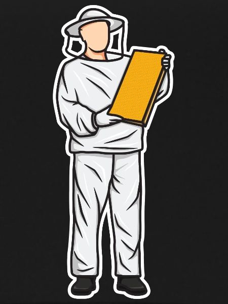 Funny beekeeper kid