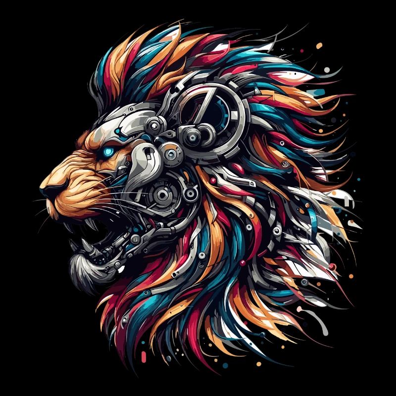 Löwe Cyborg Roboter Seite Geschenk