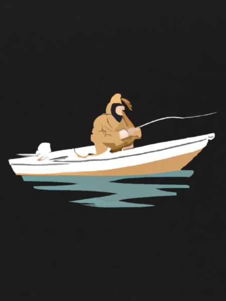 Pêcheur avec imperméable