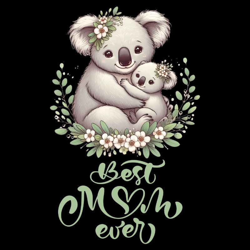 Meilleure maman jamais Koala embrasser Couronne de fleurs