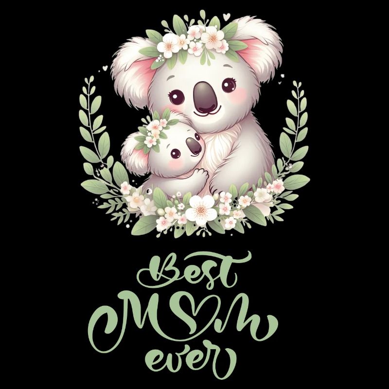 Meilleure maman jamais Koala embrasser Couronne de fleurs