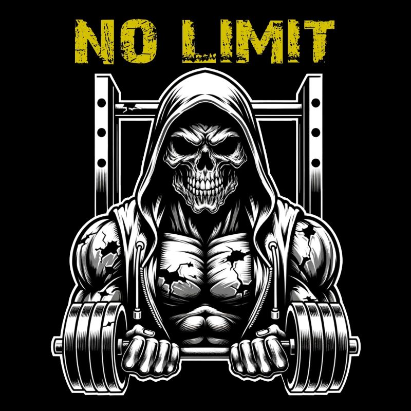 Crâne de musculation No Limit Workout avec haltère