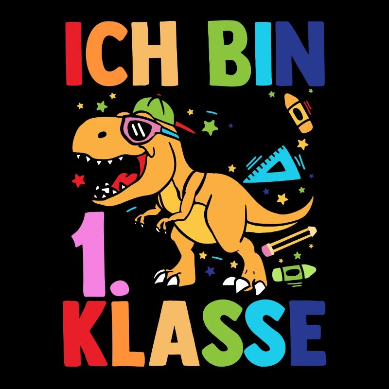 Dino Erste Klasse Schulkind Schulbeginn Einschulun