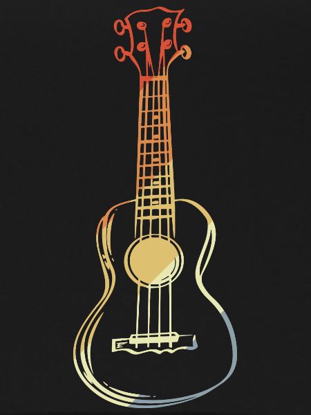 Ukulele Sketch Retro Style