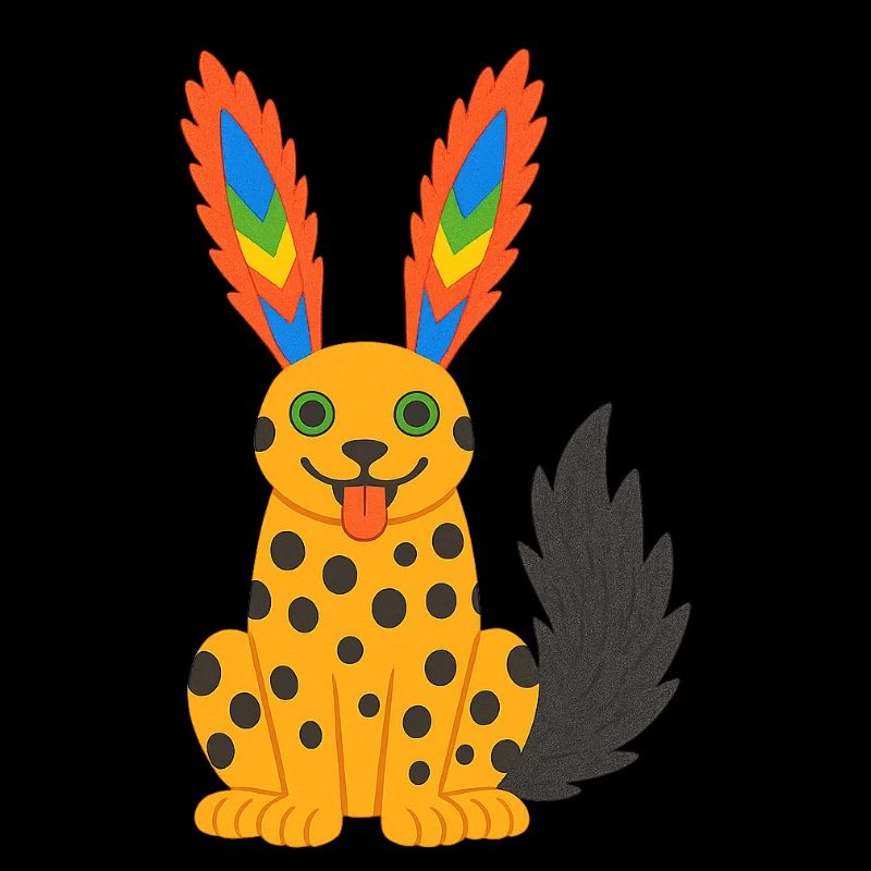 Exotischer Fantasy-Gepard mit Regenbogenfederohren
