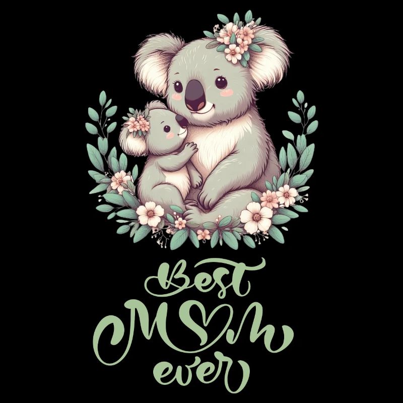 Meilleure maman jamais Koala embrasser Couronne de fleurs