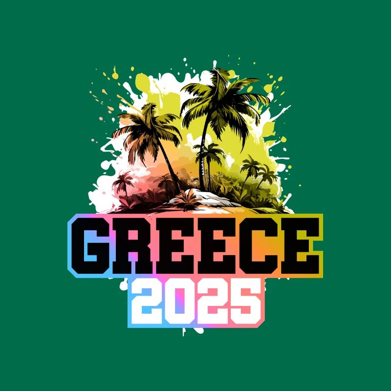 Greece 2025 Palm Trees Multicolored