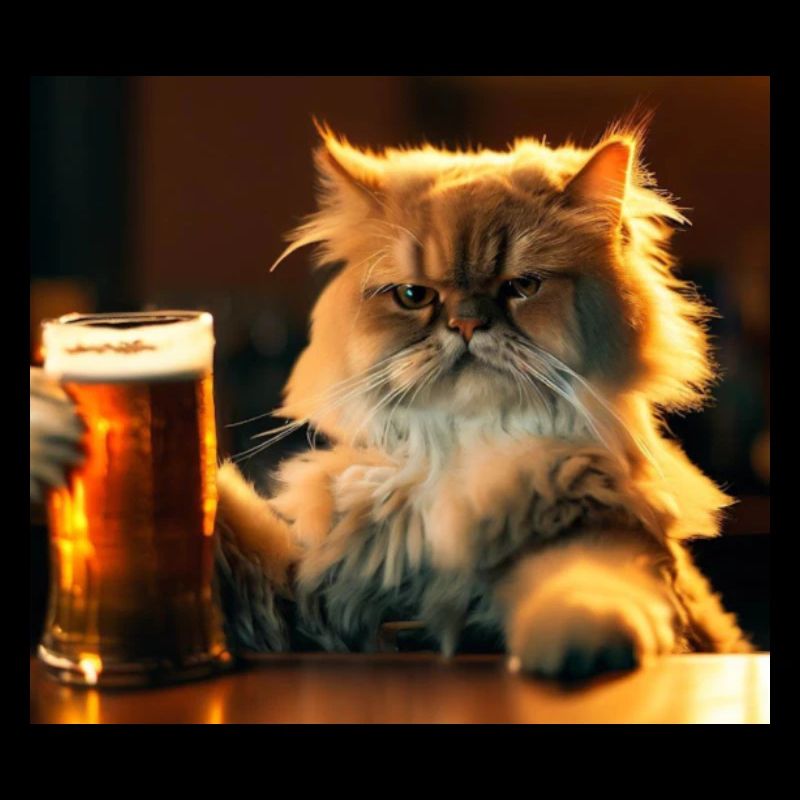 Le chat persan Negan dans un bar