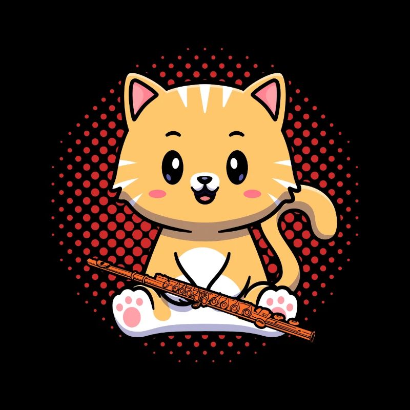 Flötist Katze Kater Querflöte