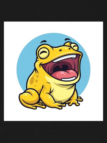 Laughing frog in cartoon style