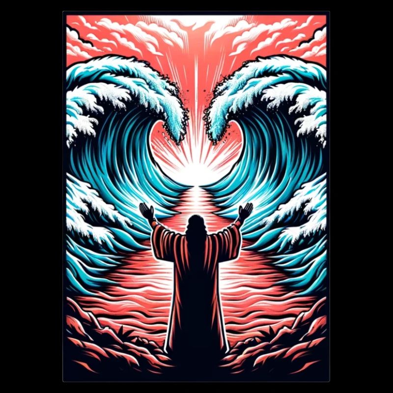 Moses divides the sea.