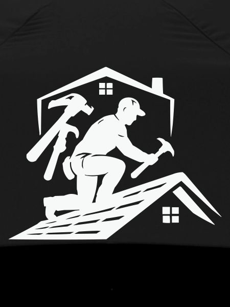 Dachdecker Silhouette am Dach