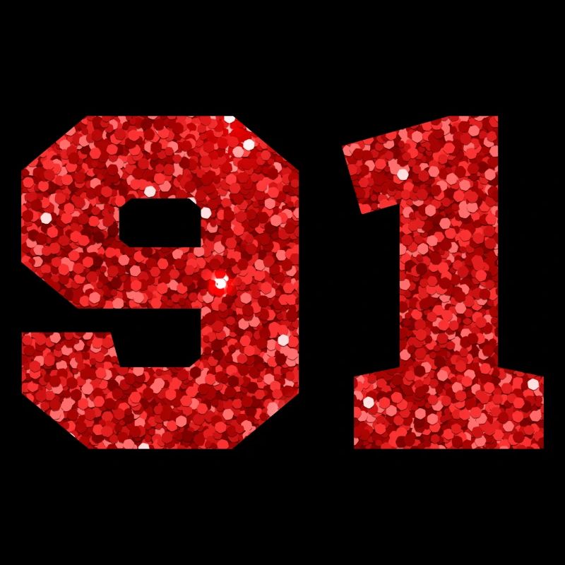 Number 91 Red Glitter - 91st Birthday