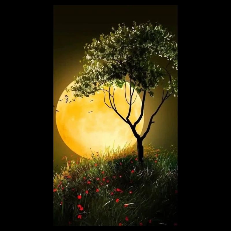 Landschaft mit Mond