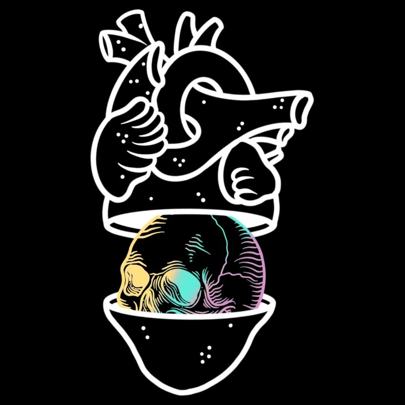 Heart Skull 2 white