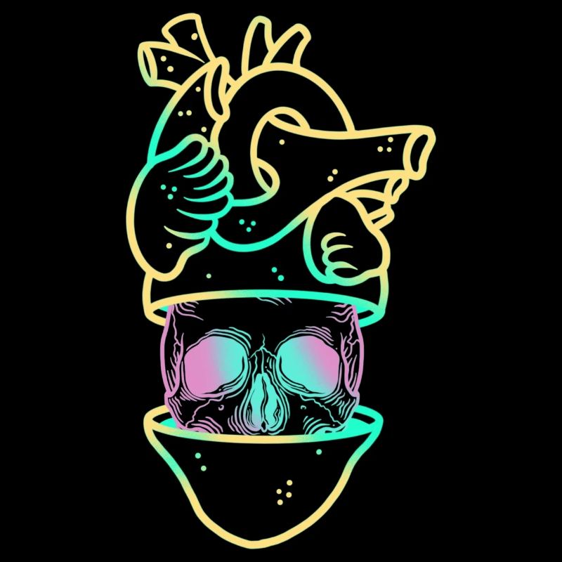 Heart Skull 3 yellow