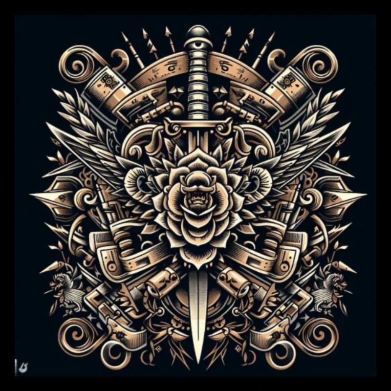 Motif mandala avec couteau