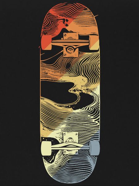 Retro Skateboard Drawing