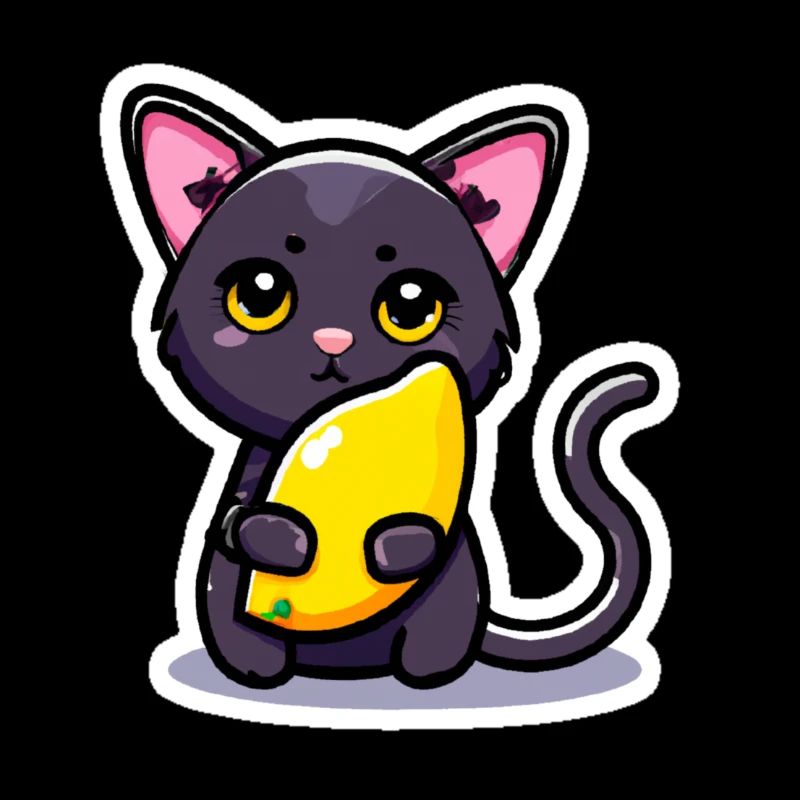 Un chat et sa mangue - style autocollant