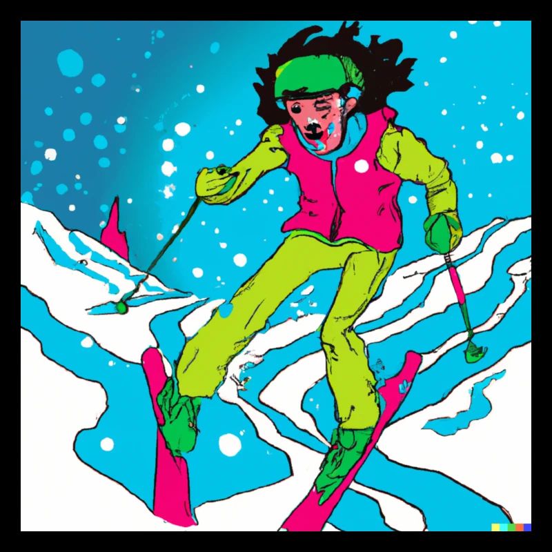 Retro skis on the valley run