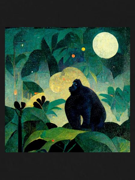 Gorilla im Mondschein