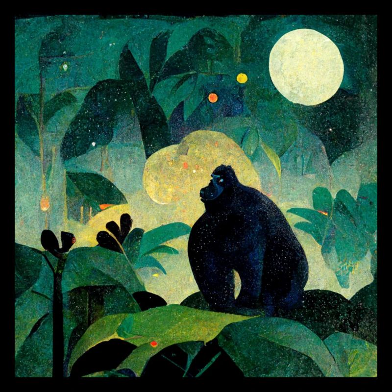 Gorilla in the moonlight