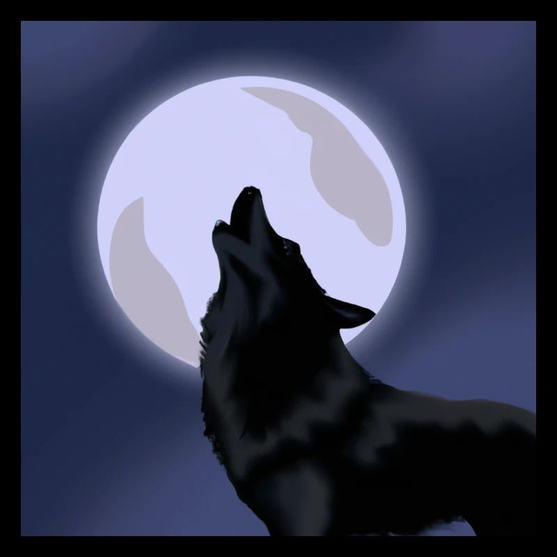 Wolf mit Mond