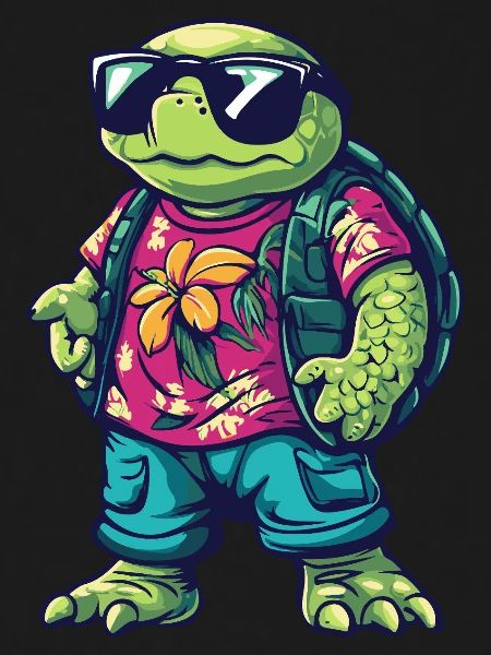 Turtle Comic Cool Summer
