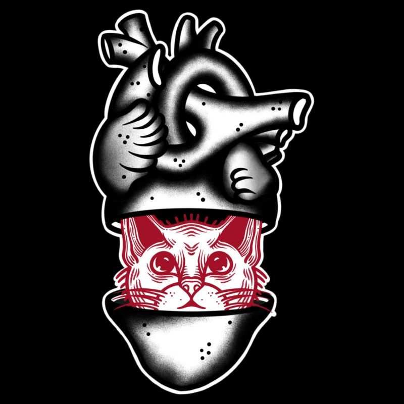 Herzkatze schwarz und rot