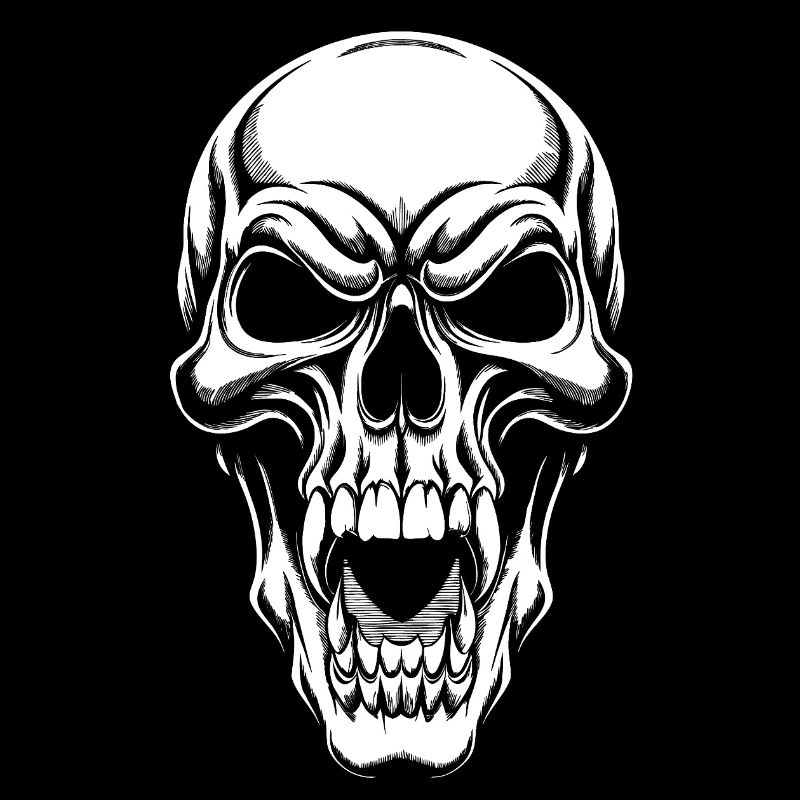 Angry skull with long teeth