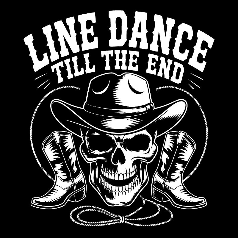 Line Dance Skull mit Stetson und Boots und Lasso