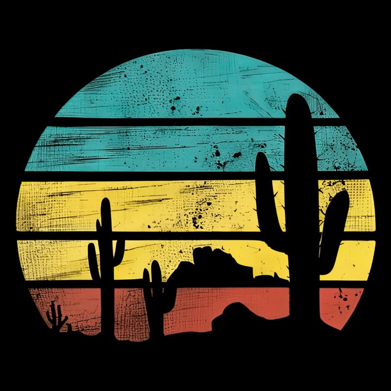 Retro Desert Graphic Nature Cactus