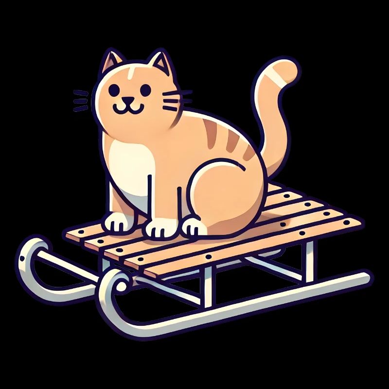 Katze auf Schlitten