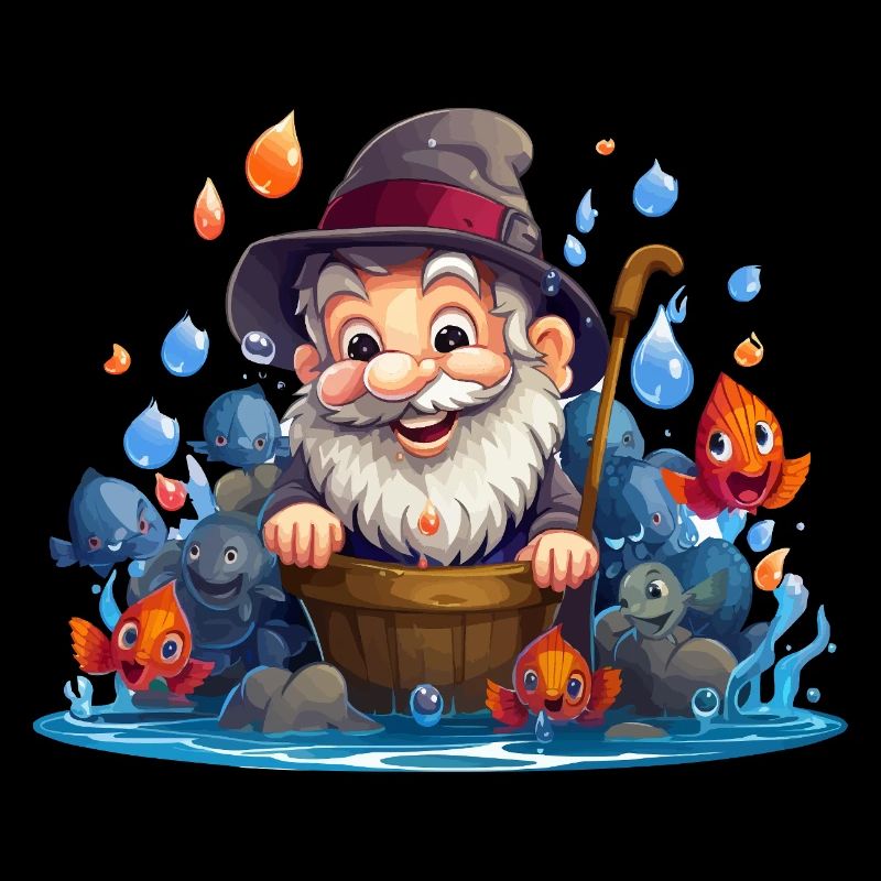 Cheerful fisherman with colorful fish